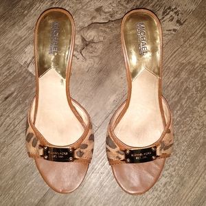 Michael Kors 8 Animal Print Open Toe Heel Slide MK